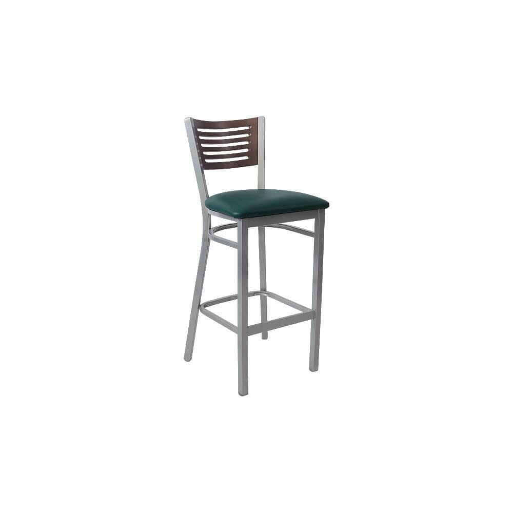 Silver Interchangeable Back Metal Bar Stool with 5 Slats