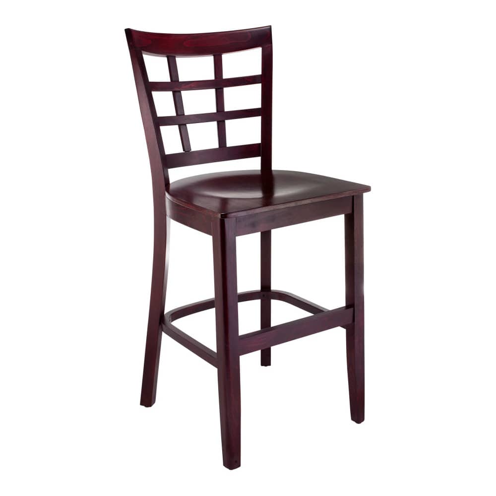 Bar stool: Window-back wood counter stool