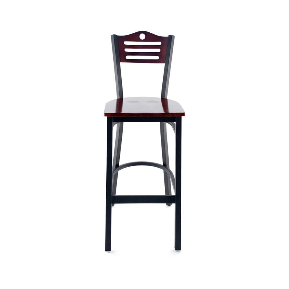 Interchangeable Back Metal Bar Stool with Slats and Circle