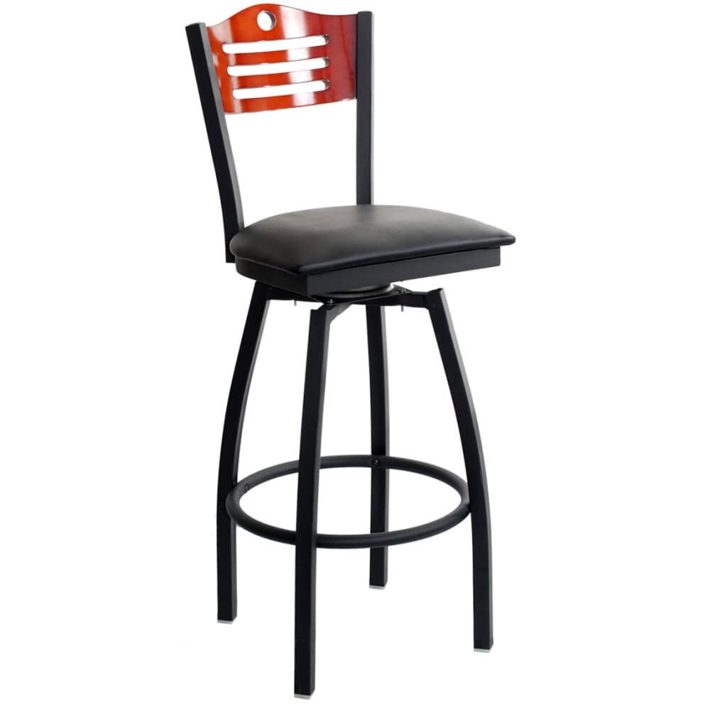 Interchangeable Back Metal Swivel Bar Stool with Circle and 3 Slats