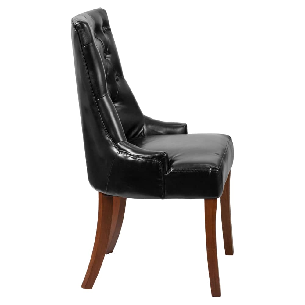 Tufted button detail wood dining chair