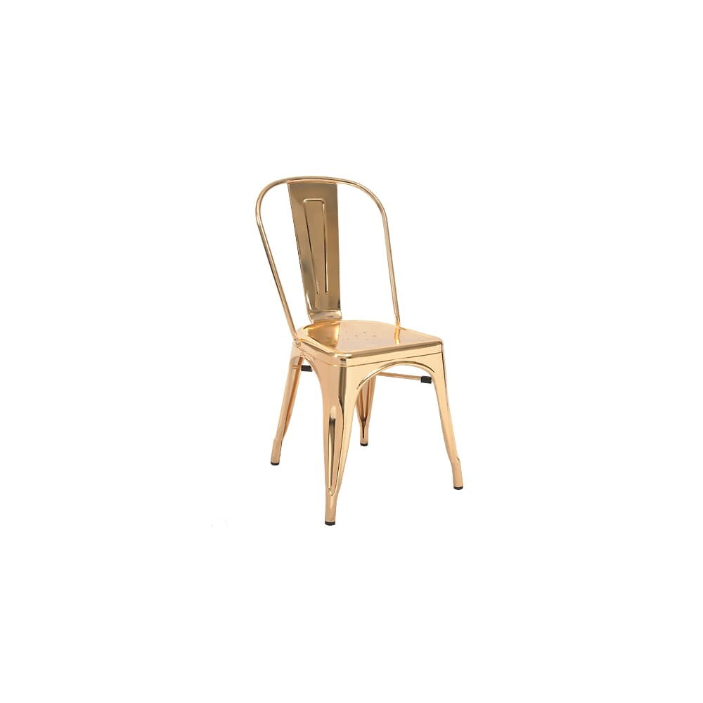 Bistro-Style Metal Chair in Gold Finish