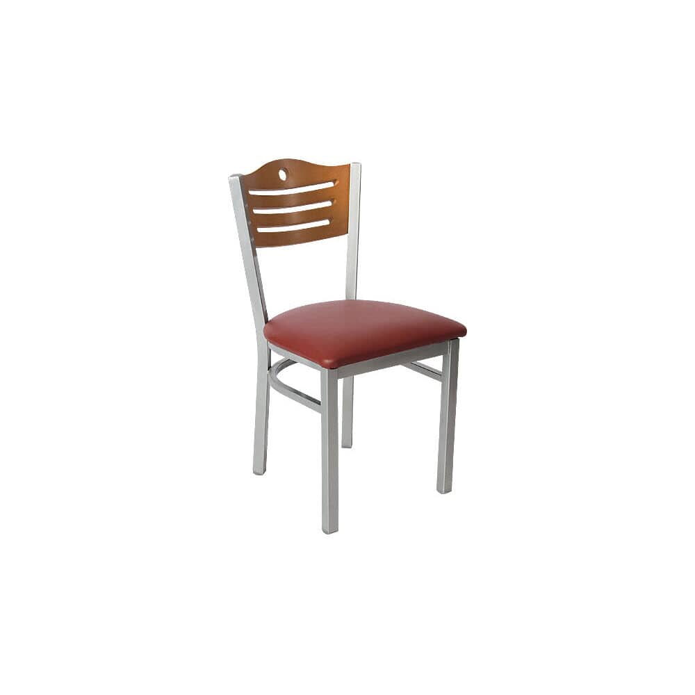 Silver Interchangeable Back Metal Chair with Slats and Circle