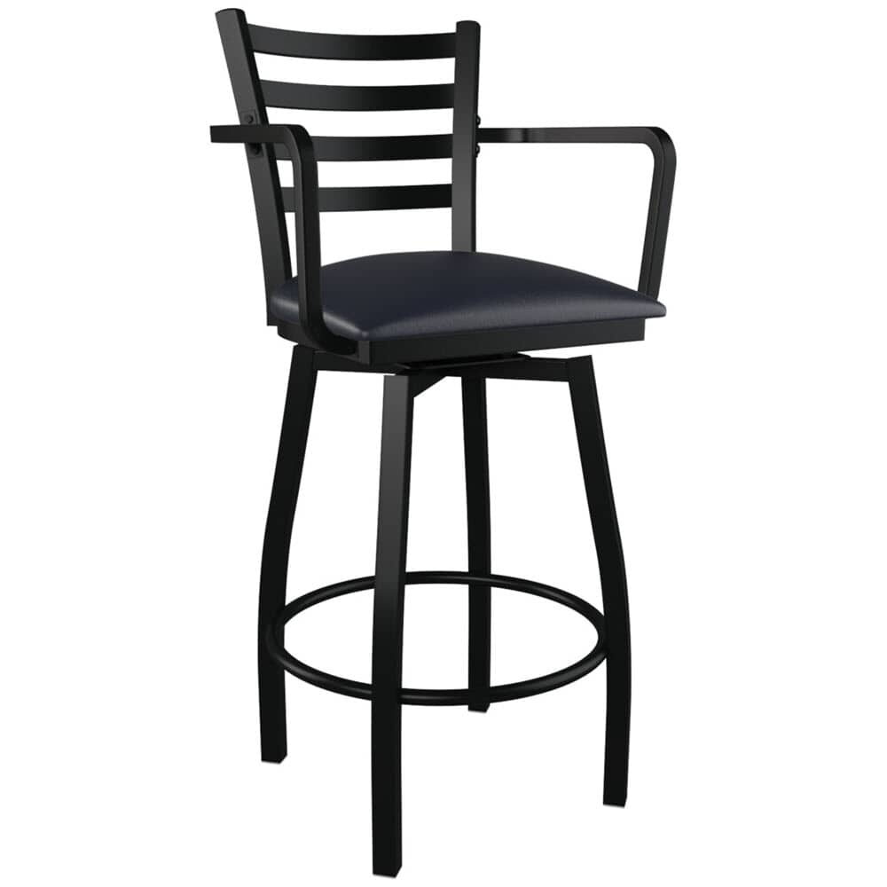 Swivel Ladder-Back Metal Bar Stool with Arms